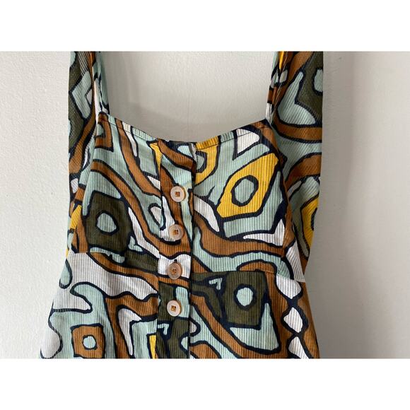 Diane‎ Von Furstenberger Halter Top SZ 8 100% Cotton Abstract Art Deco - Picture 2 of 9